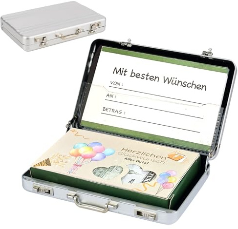 Mason Life Geldkoffer Geldgeschenke Geburtstag für Gutscheine, ABI Geschenke 2026 Abschluss Geschenk Erzieherin Geschenk zum Vatertag Mini Aktenkoffer aus Aluminium mit Schnappverschluss