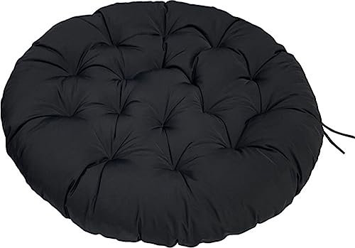 ZTGL Polster für Papasansessel, Rund Durchmesser 80-180 cm Dicke Wasserdicht Outdoor/Indoor, Bodenkissen Kissen für Gartenmöbel, Großer Sitzauflage Auflage für Papasan,Schwarz,130x130cm
