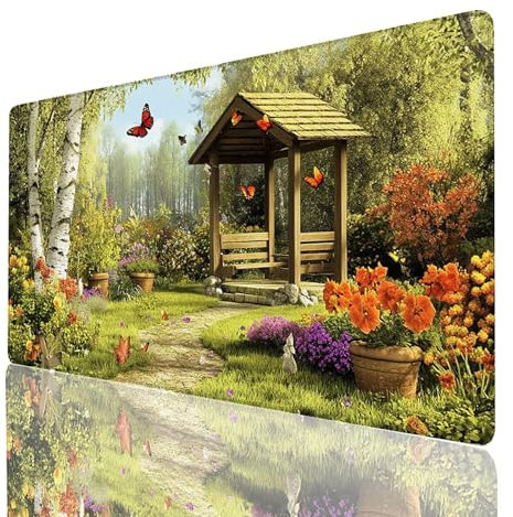 Alfombrilla Ratón Mariposa, Alfombrilla Gaming Flor, Impermeable Tapete Escritorio 140x60x0.3cm Compatible con Raton Inalambrico y Teclado Inalambrico, Mousepad para Portatil Regalo Hombre GYL-1110