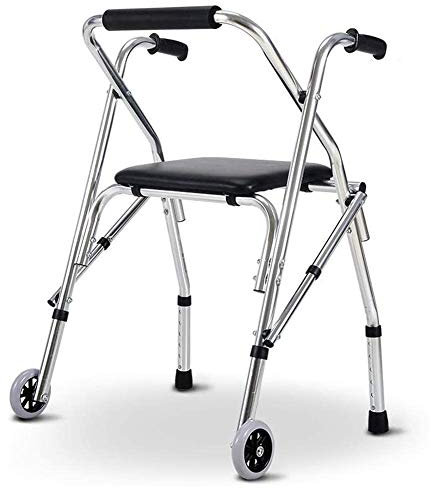 Faltbarer Rollator, Rollator-Gehhilfe, Faltbarer Gehwagen Für Ältere Menschen, Mit Sitz Und 2 Rädern, Leichter Aufrechter Gehwagen, Höhenverstellbare Tritthilfe Für Die Gemeinsame Nutzung Im Innen- U