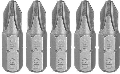 sourcing map 5pcs Phillips Screwdriver Bits 1/4 Hex Shank PH2 Head 1 Length CR-V Steel Cross-Head Drill Bits for Repair Work Electric Screw Driver