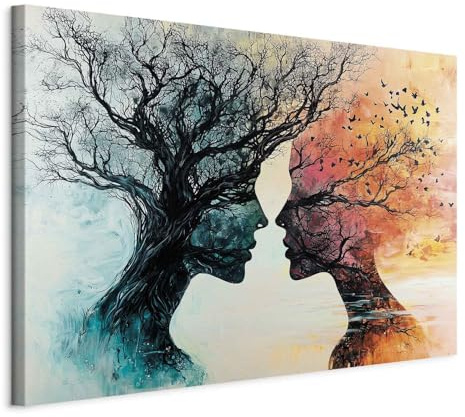 murando - Quadro Moderno per Camera da Letto, Volti Astratti Alberi 90x60cm | Chiodi Inclusi, 1 Pezzo, Murale Arte, Stampe da Parete, Resistenti Allo Sbiadimento, Produzione Europea