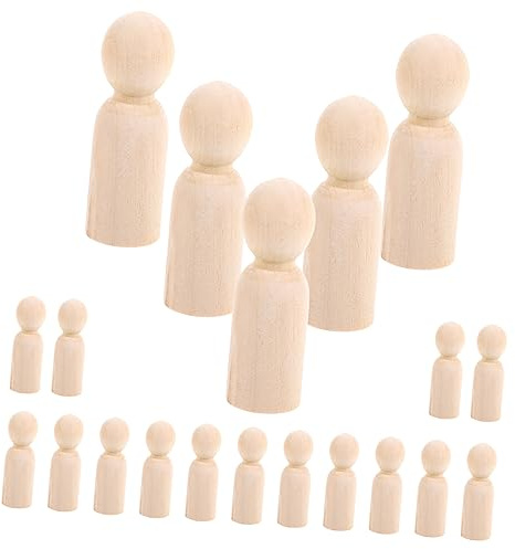 HEMOTON 20 St Trägraffitidekorationer Träpysselmaterial Människor Figurer Bondgårdshelgpinne Träpinne Människor Träleksak Ornament Oavslutade Träpyssel Tom Actionfigur Träfigur