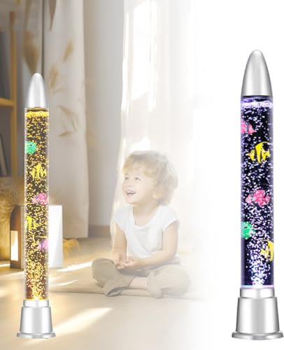 UEGFSIJRF Lámpara de Tubo con Forma de pez Burbuja de fantasía: Peces flotantes 3D y Efectos de Aurora, luz Nocturna Relajante y sensorial for acuarios, Ideal for niños y Adultos.(70cm/27.55in)