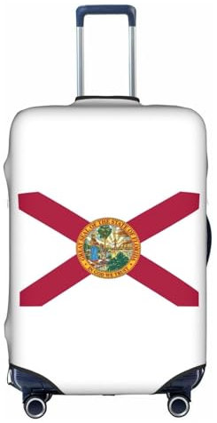 Jkkghll Florida State Flag Print Bagagli Copertura Elastica Viaggio Valigia Protector con Cerniera Nascosta Anti Graffio, bianco, S