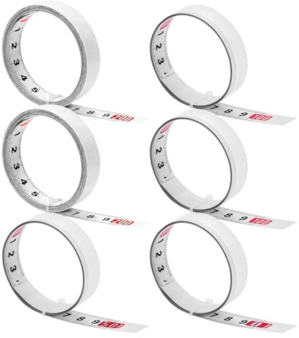 Menibeuty 6 Pièces Metre Ruban Couture, 1 m/2 m Rubans à Mesurer Auto-Adhésifs Règle en Acier à L'échelle Collante pour Établis et Machines (Avant, Arrière, Centrage)