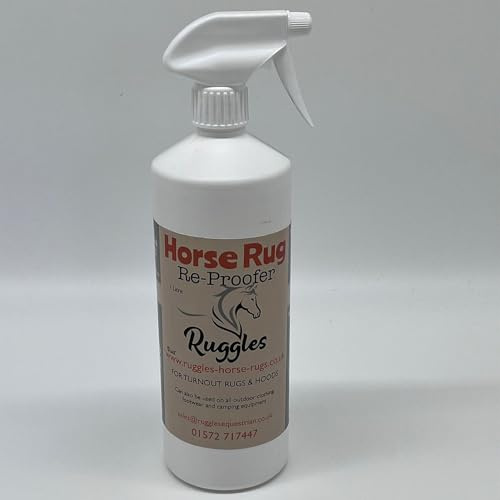 Ruggles Spray on Rug Re-proofer | Water Based Effective Fabric Sealer for Waterproofing Turnout/Lycra Horse Rugs Hoods, Jackets & Other Fabric | 1 Litre (1 Litre)