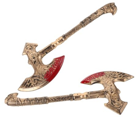 Hemobllo 2 Pz Asce Finte in Plastica Oro per Costume Medievale, Design Realistico e Leggero, per Feste in Costume e Eventi Cosplay