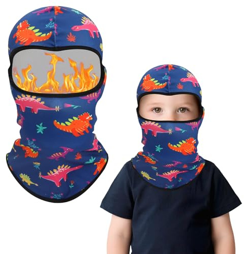 TAGVO Kids Thermal Balaclava Full Face Mask for Boys Girls Age 4-7, Winter Elastic Brethable Cycling Ski Mask Snoods Hood Hat Under Helmet with Interesting Patterns, Soft Layer Balaclava for Children
