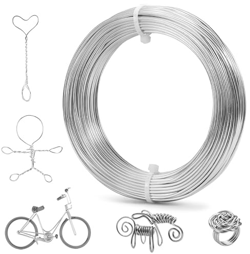 YIYIZI Basteldraht 2mm, Draht Zum Basteln, Aluminium Schmuckdraht, Biegsamer Schmuckdraht Silber für Basteln Schmuckherstellung Bindedraht Modellierdraht DIY, Bonsai-Bäume, Silber, 2mm x 50m