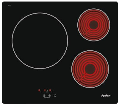 Placa Vitrocerámica Apelson AVT 3600 60cm 3 Zonas Touch Control 9 Niveles de Potencia