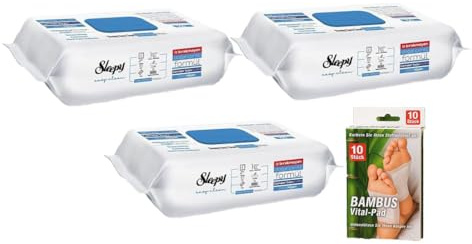 Sleepy Easy Clean Oberflächenreinigungstücher – 3 Blau - 300 Tücher + Bambus Vital-Pads (3 Stück Blau)