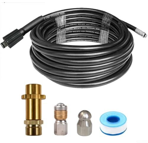 Pipe Unclogging Hose Kit with M22 Adapter for Karcher K2 K3 Pressure Washers to Maintain Clear Drainage Systems (15m)
