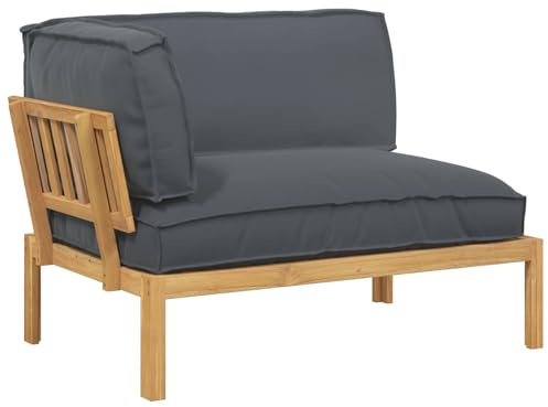 Yisssmeng Gartensofa Anthrazit 133 x 92 x 69 cm Loungesofa aus Massivholz Akazie geölt, Modernes Ecksofa Set mit Oxford-Gewebe Kissen für Garten Terrasse und Balkon, Modular