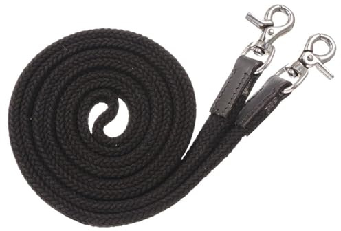 Tough 1 Unisex – Erwachsene Royal King Deluxe Flache Seilzügel, Schwarz Reitzügel, 3/4'' Diameter
