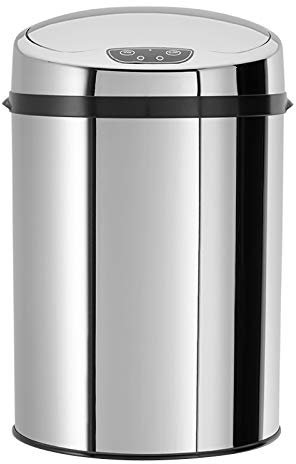 Echtwerk Büro-/Bad-/Kosmetikabfalleimer, Mülleimer mit Sensor, Touchless Abfalleimer, elektrischer Müllbehälter, Infrarot Bewegungssensor, Korpus aus Edelstahl, Fassungsvermögen 9 Liter, INOX
