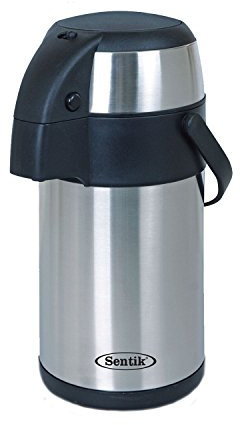 Sentik 3 Litre Pump Action Airpot/Thermal Coffee Flask/Stainless Steel Insulated Vacuum Thermo Airpot / 24 Hour Heat Retention / 24 Hour Cold Retention/Hot Water Jug