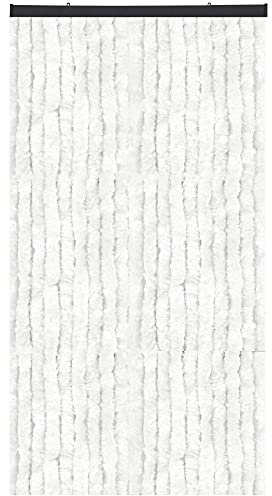 Arsvita Flauschvorhang Türvorhang (90x200 cm) in Weiß als Insektenschutz für Balkon, Terrasse oder Wohnmobil, Wohnwagen, Pavillon
