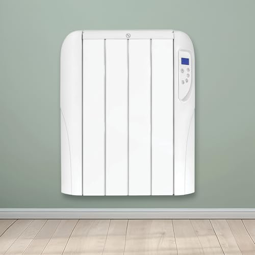 Futura 1000W White Electric Radiator Heaters for Home, Bathroom Safe 24/7 Day Timer Electric Heater Lot 20 & Advanced Thermostat Control Wall Mounted Low Energy Panel Heater with Child Lock