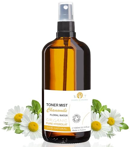 Eau Florale Camomille BIO, Soin des Peaux Sensibles, Bébé, Cheveux, Ambiance Maison, Tonique Visage, Spray Oreiller et Linge de maison, 100% Naturelle & Pure - 1000 ml