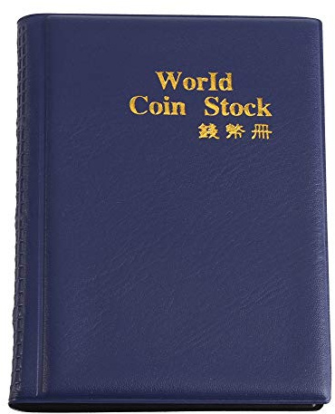 Fdit Münzalbum, 10 Seiten, 120 Welt, Münzalbum, Münzalbum, Aufbewahrungstasche, Münzsammler, Penny Pockets (blau)