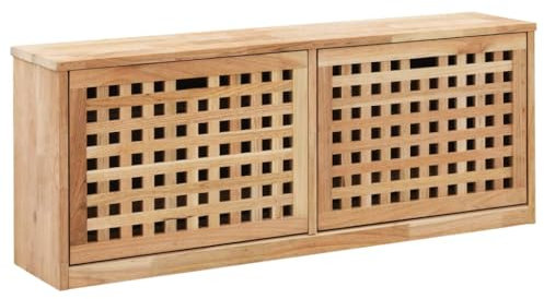 vidaXL Panca con Scarpiera Cassa Solida Robusta Resistente Durevole Pratica Ampia Comoda Utile Baule Conveniente 94x20x38 cm Legno Massello di Noce