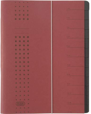 ELBA Ordnungsmappe chic, A4, 25 x 31,5 cm, 12 Fächer, bordeaux (5 Stück), Sie erhalten 1 Packung á 5 Stück