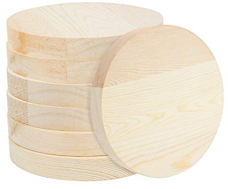 Belle Vous Runde Holzscheiben zum Basteln (7er Pack) - Baumscheibe 15 cm Durchmesser- 20 mm Dick - Natürliche Holzscheiben Groß Ausschnitte für DIY-Bastelprojekte, Weihnachtsdeko & Türschilder