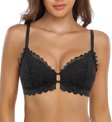 SHEKINI Reggiseni da Donna in Pizzo Senza Ferretto Reggiseni Imbottiti Staccabili Tracolla Non Removibile Reggiseno a Triangolo Reggiseno Comodo 2 Ganci