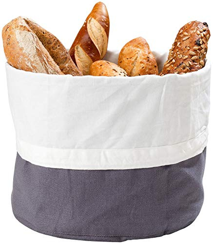 Rosenstein & Söhne Brotkasten: XL-Brotkorb aus 100% Baumwolle, verschließbare Kordel, waschbar, Ø25cm (Brot-Aufbewahrungsboxen, Brotbeutel Leinen, Dose)