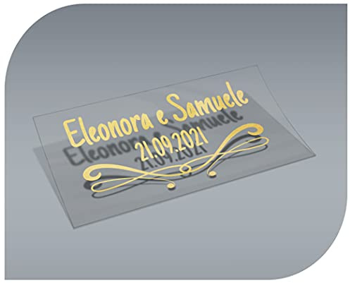 Pegatinas Personalizadas Transparentes con Nombre y Fecha, Etiquetas Adhesivas para Invitacion Boda, Bautizo, Compromiso, Comunion, Cumpleaños, Fiesta, Vintage, Sellos (Modelo 10)