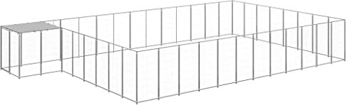 vidaXL Hundezwinger Silbern 30,25m² Stahl Hundehütte Hundekäfig Hundehaus