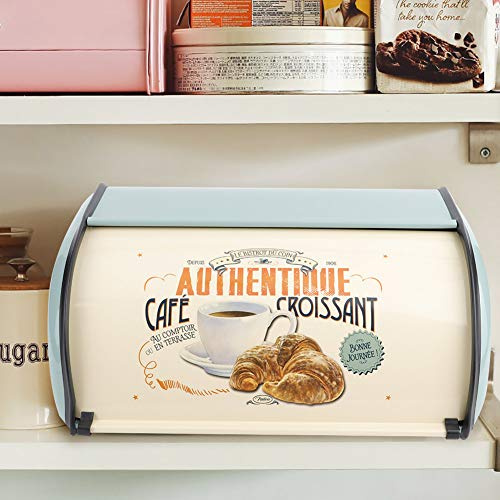 Scatola per Il Pane mentale di Grande capacità,portapane, Contenitore per Biscotti per l'organizzatore della conservazione della Cucina, Patatine Fritte(Blu), Scatola per Il Pane mentale di Gran