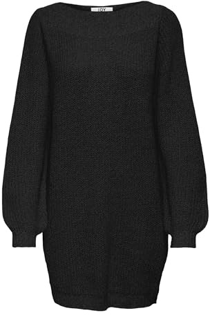 JDY Jdywhitney Megan L/S Boat Dress Knt Noos, Vestito Donna, Nero (Schwarz), XS