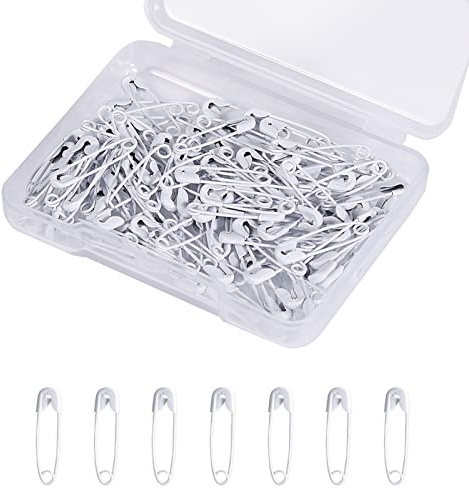 AIEX 120 Pezzi Spille da Balia, 19mm, Acciaio Nichelato, Funzionale, Bianco