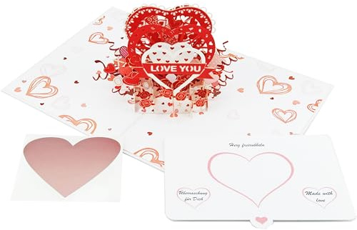 Favour Pop Up® - 3D liebe Grüsse zum Valentinstag, zum Geburtstag, zum Jubiläum. Mit Einschiebekarte zum Beschriften. TL065