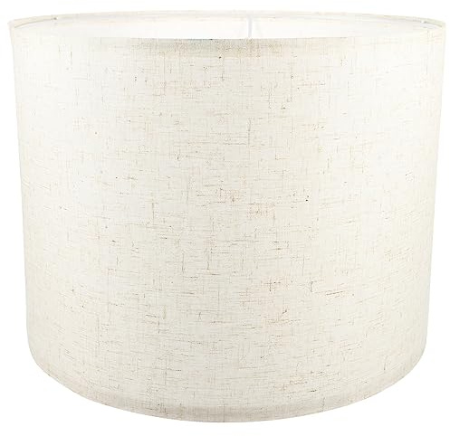 LIFKOME Trommel-Lampenschirm Stoff-Leinen-Lampenschirm Rustikaler Bauernhaus-Lichtschirm-Abdeckungsschutz Für Wohnzimmer Schlafzimmer Hängende Tischlampe X 25 Cm. 5Cm Beige