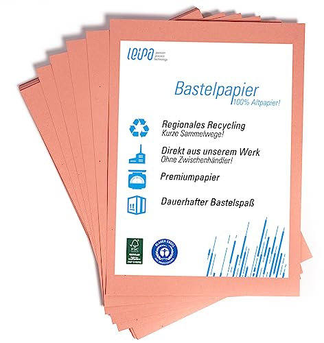 100 Blatt A3 Buntpapier Basteln Rosa Bunte Pappe Blätter für Kinder 130g/m² LEIPA Manila-Karton Dekorieren, Recyceltes Bastelpapier, Tonpapier Bastel-Papier Bastelset Malblock, Vintage/Retro (A3)