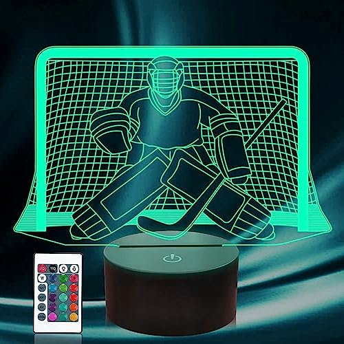 Jinson well 3D eishockey spieler Nachtlicht Lampe optische Nacht licht Illusion 16 Farbwechsel Tisch Schreibtisch Dekoration Lampen perfekte mit Acryl Flat USB Spielzeug