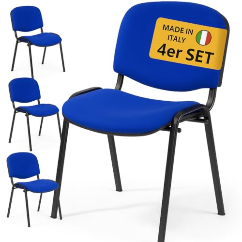 Topsit 4er Set Wartezimmerstuhl, stapelbarer Besucherstuhl mit weich gepolsterter Sitzfläche, Metallgestell Bürostuhl, Konferenzstuhl für Home Office, Rezeption Pausen Raum