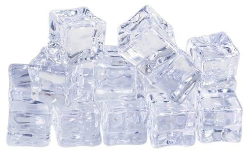 Muteitt 30 Pcs Simulation Ice Cubes Reusable Acrylic Ice Block Fake Ice Cubes Artificial Ice Cubes Decorations Trinkets