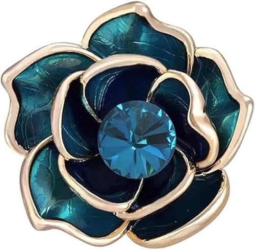 Kamelie Blume Emaille Pin Blume Brosche Vintage Kristall Strass Brosche Sicherheit Pin Legierung Korsage Abzeichen Hut Pins für Damen Bankett Hochzeit Party Geburtstag Schmuck Geschenke für weibliche