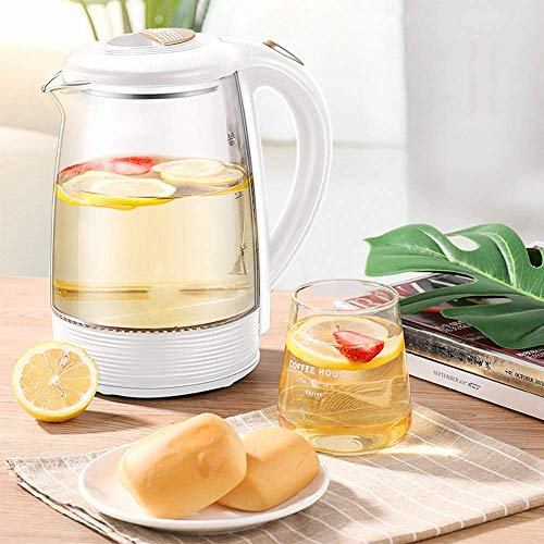 Bollitore elettrico in vetro da 1,8 l Bollitore a bollitura rapida Bollitore ad acqua senza fili con coperchio e base interni in acciaio inossidabile, bollitore con spegnimento automatico e protezione
