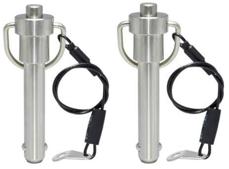 Treer 2-PCS Quick release pins with rope and push bottom, Stainless Steel 304 Ball Locking Pins, Quick Release Pin with retractable ball (Φ10,L=20mm)