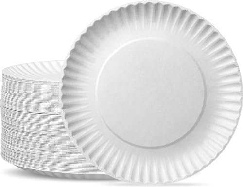 spar-home® Lot de 50 assiettes rondes en carton de 28 cm, jetables, pour fête, jardin, anniversaire, cocktail (50, rondes 28 cm)