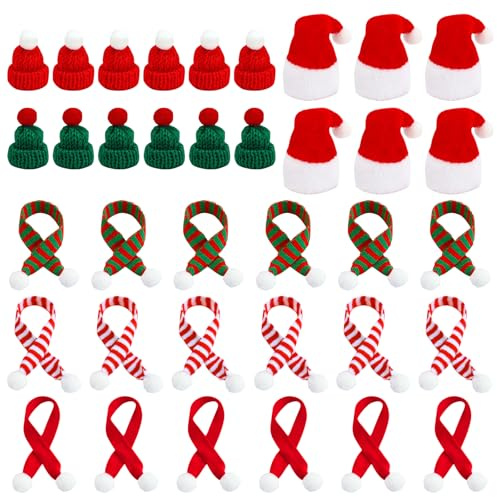 Mecctuck Mini Weihnachtsmütze und Schal Set, Weihnachts Haarschmuck, Mini Weihnachtsmannmütze, Haarspangen Weihnachten, Haarspangen Mädchen, Klein und Süß,Weihnachten Kleinigkeiten für Mädchen Damen