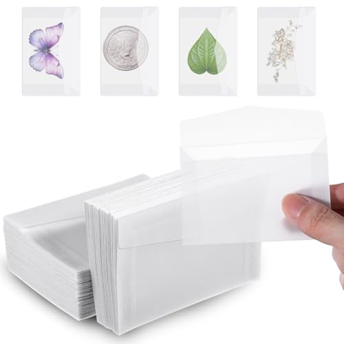 100 Stück Briefumschläge Transparent, Briefumschläge Klein Pergamin Beutel Wiederverschließbare Kleine Konfetti Papierbeutel Verpacken Hochzeit Mitgebsel