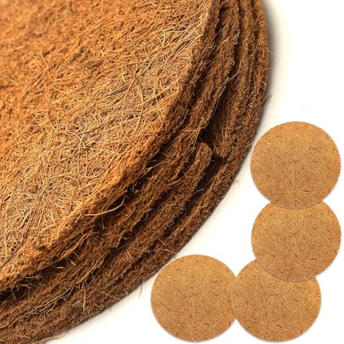 Akuoly Verdickte Kokosmatten für Pflanzen Verdickte 40cm Durchmesser 4 Stück Kokos-Mulchscheibe vor Nässe Frost Winter für Palmentöpfe Blumentopfe Dicke 5mm-8mm