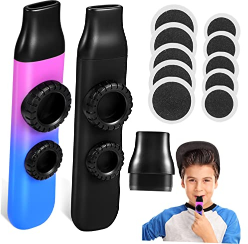 ifundom 2 Satz Tragbare Kazoo Instrumente aus Abs und Silikon mit Austauschbaren Runden Membranen und Doppellöchriger Bauweise für Schüler und Musikbegleiter