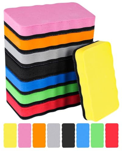 8 Stück Whiteboard Schwamm Magnetisch, Magnetische Handwaschbare Whiteboardlöscher, mit Dickem Filzpad Mikrofaser Whiteboard 8 Farben, hiteboard Radierer für Whiteboards, Tafeln und Glas